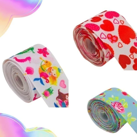 Fita Gorgurão Estampada 4cm de largura Vendido por METRO