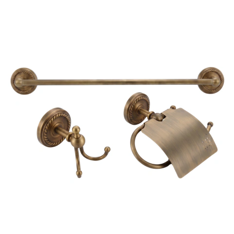 Kit Banheiro Vintage Metal Bronze Antigo Luxo 3 Pçs