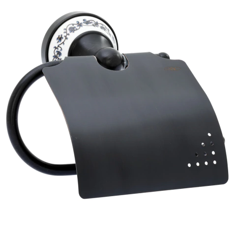 Papeleira de Parede para Banheiro Preto Óleo Vintage com Porcelana - comprar online