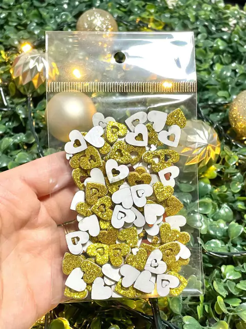 MICRO ADESIVOS (100 UNIDADES) - CORAÇÃO DOURADO