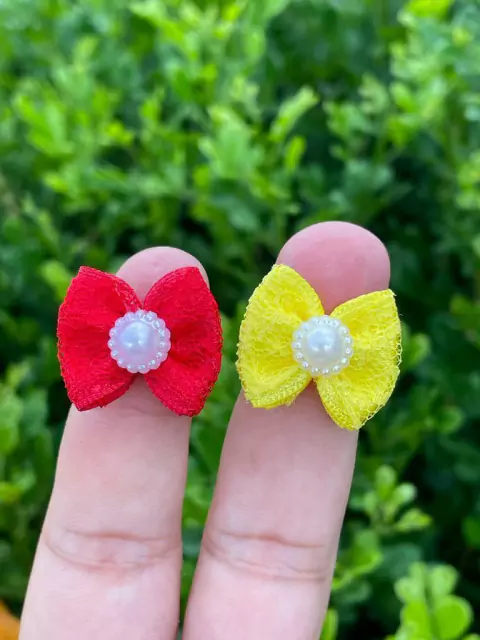 MICRO LAÇOS VERMELHO E AMARELO COM RENDA