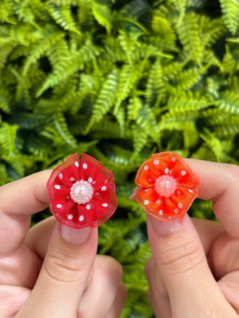 MINI FUXICOS VERMELHO E LARANJA POÁ VOAL - comprar online