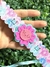 GARGANTILHA FINA FLOR AZUL COM ROSA - comprar online