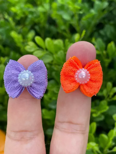 MICRO LAÇOS LILAS E LARANJA COM RENDA