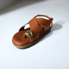 SANDÁLIA DE DEDO BOHO FIVELA ORGÂNICA MARROM