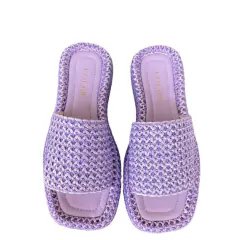 SANDÁLIA RAFIA DE TRAMA NATURAL LUNA LILÁS - UZZEAME | Sapatos Femininos