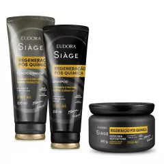 Combo Siàge Regeneração Pós Química: Shampoo 250ml + Máscara 250g + Condicionador 200ml