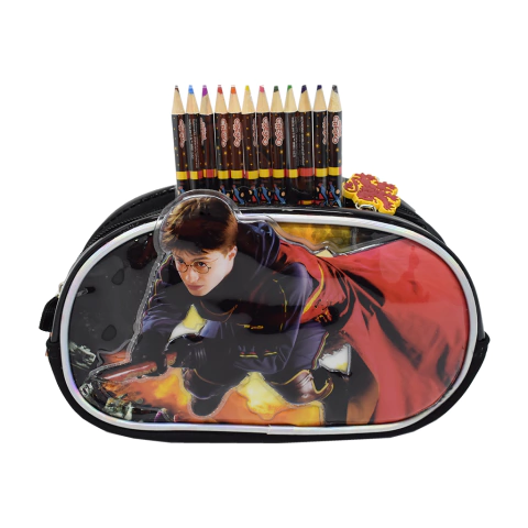 Kit Harry Potter: cartuchera + 12 lápices de colores Cresko HP504/HP450