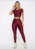 Conjunto legging e cropped canelado marsala.