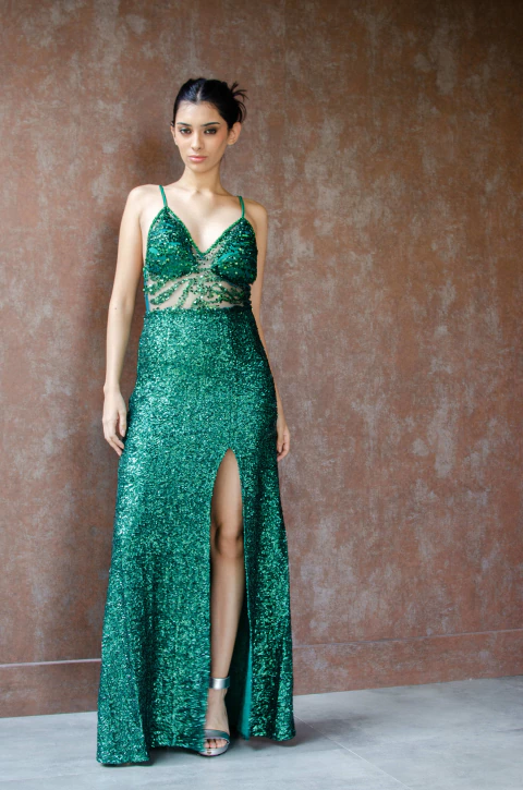 Vestido Jose Desafío verde combinado