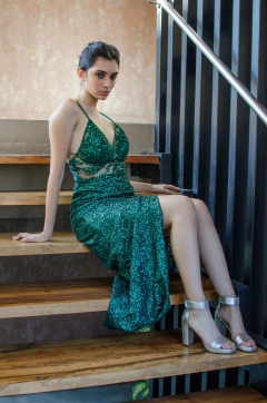 Vestido Jose Desafío verde combinado - Claudia Arias