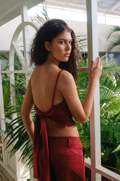 Top Chiara lino puro bordó - tienda online