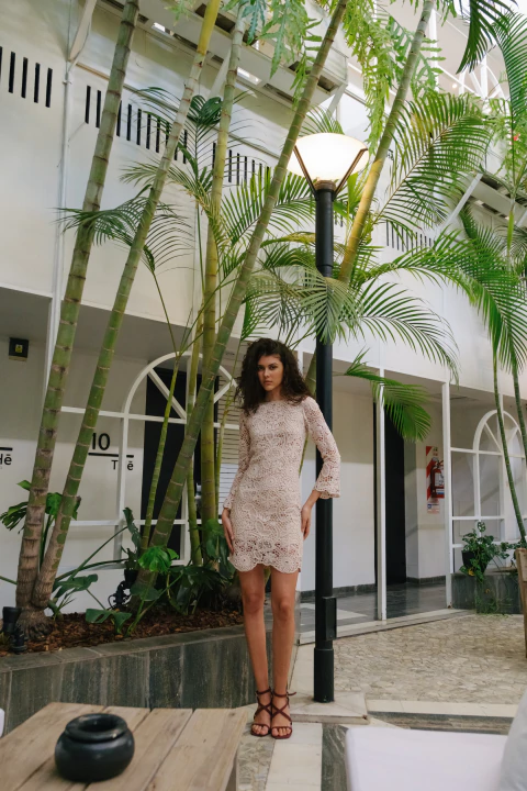 Vestido Mora de crochet rosa palo