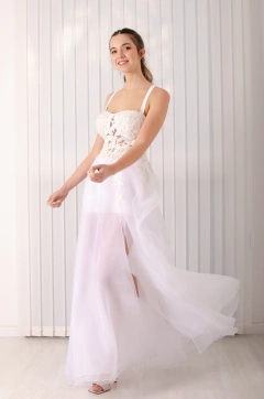 Bralette con falda transparente off white