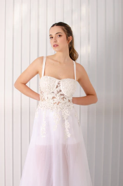 Bralette con falda transparente off white