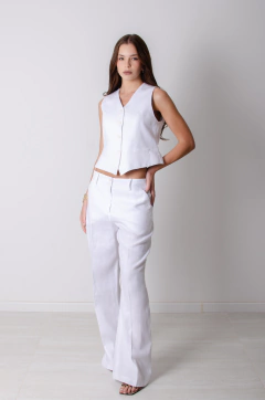 Chaleco ca lino puro off white en internet