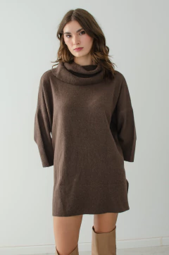 Polerón oversized chocolate mezcla angora - Claudia Arias