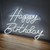 Luminária Painel Neon Led - Happy Birthday 76x50cm