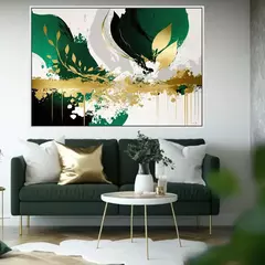 Quadro Abstrato Flowers Green And Gold