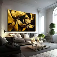 Quadro Floral Dourado
