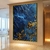 Quadro Abstrato Azul Detalhes Em Ouro