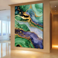 Quadro Abstrato Verde Fluido