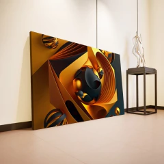 Quadro Abstrato Geometrico Dourado