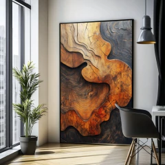 Quadro Abstrato Amadeirado Vertical Iii