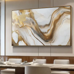 Quadro Beleza Abstrata Branco E Dourado - comprar online