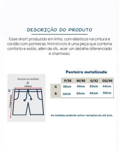 Shortinho linho clássico, cinza ponteira metalizada - comprar online