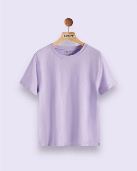 T-shirt básica lavanda 100% algodão - comprar online