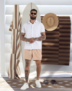 Camisa linho botão, gola italiana na internet