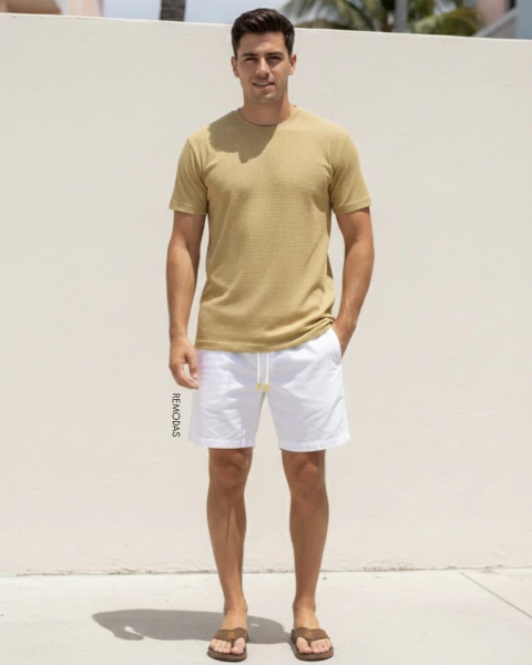 T-shirt tricot básica mostarda claro - comprar online