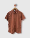 Camisa linho gola italiana terracota