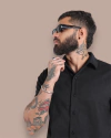Camisa linho botão, gola italiana