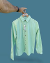 Camisa linho gola italiana manga longa verde menta