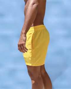 shortinho linho basico amarelo, ponteira madeira