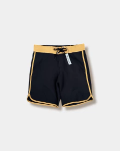 Short retrô elastano preto c/ amarelo