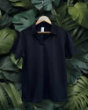 Camisa gola polo, tricot, preta - comprar online
