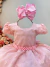Vestido Infantil Rosa Claro Tule C/ Bolinhas e Pérolas Luxo na internet
