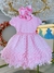 Vestido Infantil Rosa Claro Busto Com Strass Babados Batizado - comprar online