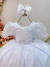 Vestido Infantil Branco C/ Renda Luxo e Cinto Pérolas Damas na internet