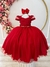 Vestido Infantil Vermelho C/ Busto Nervura C/ Pérolas Damas
