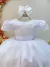 Vestido Infantil Longo Branco Daminhas de Honra C/ Apliques - comprar online