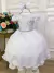 Vestido Infantil Branco C/ Renda e Cinto de Pérolas Laço