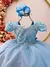 Vestido Infantil Azul C/ Renda e Cinto de Pérolas Festas - comprar online