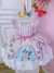 Vestido Infantil Branco Unicórnio Baby Listras Coloridas
