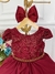 Vestido Infantil Marsala Renda Com Cinto de Pérolas e Laço - comprar online