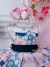 Vestido Infantil Floral Rosa e Azul Marinho Pérolas Strass - comprar online