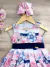 Vestido Infantil Floral Rosa e Azul Marinho Pérolas Strass - loja online